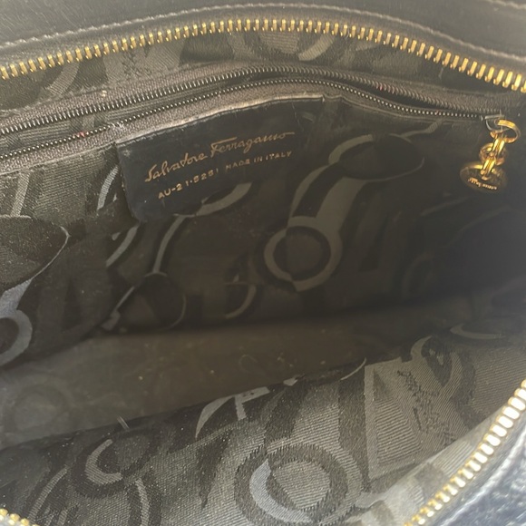 Ferragamo Black hand bag with gold accents is in good condition - Picture 9 of 9